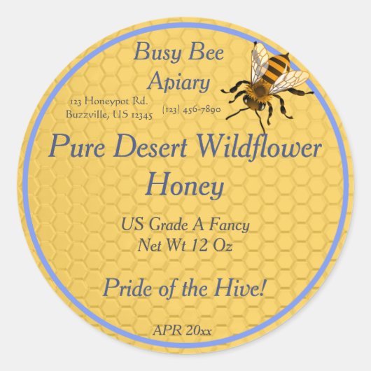 Porte-miel ronde avec Étiquette de miel (Devant)