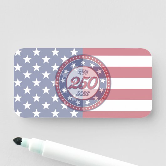 Porte-nom 250e anniversaire d'Amérique avec le drapeau des É (En situation)