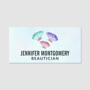 Porte-nom 3 Jolies papillons d'aquarelle Pastel