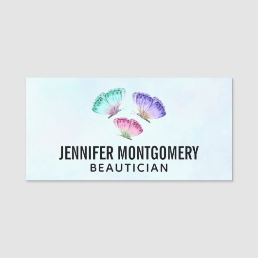 Porte-nom 3 Jolies papillons d'aquarelle Pastel (Devant)