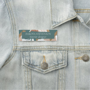 Porte-nom 80s rétro Abstrait   les années 70 Palette Vert et