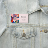 Porte-nom Abstrait floral moderne rose vif (En situation)