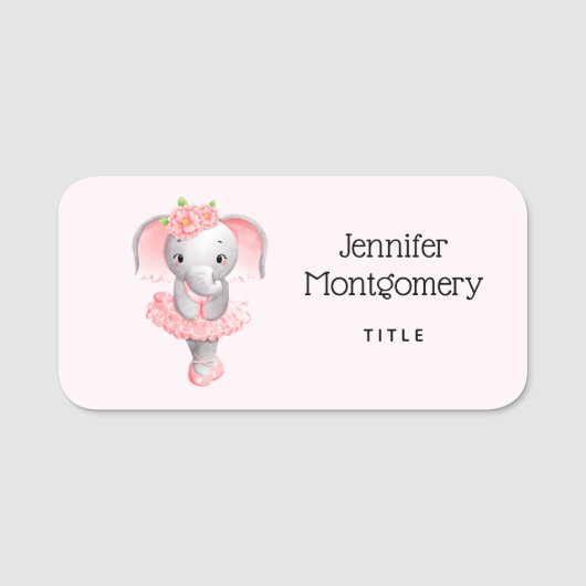 Porte-nom Adorable Ballerina Elephant En Pointe (Devant)