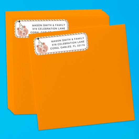 Porte-nom Adresse de retour du visage de l'ours - "Animal de