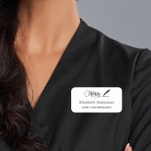 Porte-nom Agent de signature de prêt noir script blanc éléga