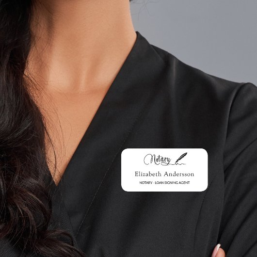 Porte-nom Agent de signature de prêt noir script blanc éléga