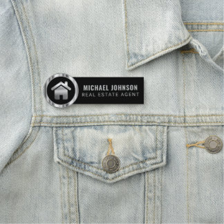 Porte-nom Agent immobilier - Noir et Argent
