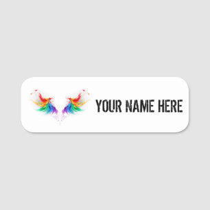 Porte-nom Ailes fluffy arc-en-ciel