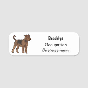 Porte-nom Airedale terrier dog cartoon