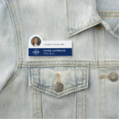 Porte-nom Ajouter le logo Photo Modern Navy Blue White Busin (En situation)