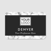 Porte-nom Ajouter le logo prénom et titre bordures en marbre (Devant)