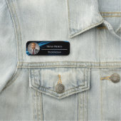 Porte-nom Ajouter un logo simple vague lumière noire (En situation)