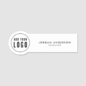 Porte-nom Ajoutez Votre Logo Simple Moderne Noir et Blanc (Devant)