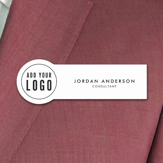 Porte-nom Ajoutez Votre Logo Simple Moderne Noir et Blanc