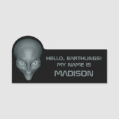 Porte-nom Alien UFO de nom et de texte personnalisés (Devant)