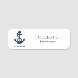Porte-nom Ancre nautique Nom du bateau Marine Blue Employé