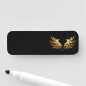 Porte-nom Ange d'or sur arrière - plan noir (En situation)