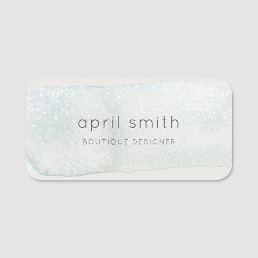 Porte-nom Aquarelle Abstraite Aqua Silver Brush Stoke (Devant)