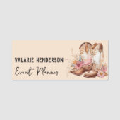 Porte-nom Aquarelle Boho Cowgirl Boots Nom féminin Balise (Devant)