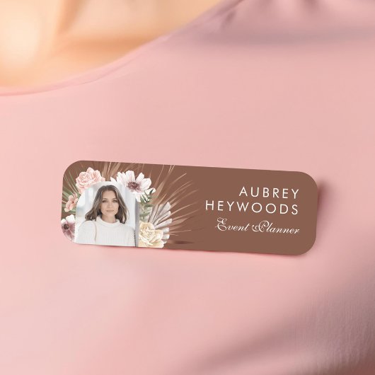 Porte-nom Aquarelle Chic Bohème Moderne Florales Photo Arch