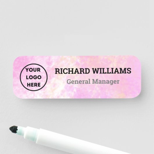 Porte-nom Aquarelle claire Gradient Employé personnalisé mod (En situation)