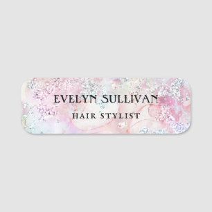 Porte-nom Aquarelle de parties scintillant Faux iridescente