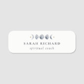 Porte-nom Aquarelle de phase de lune céleste grise simple (Devant)