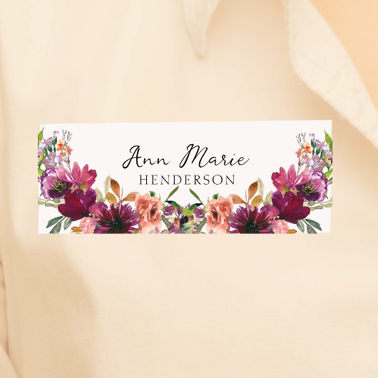 Porte-nom Aquarelle Fleurs sauvages floraux