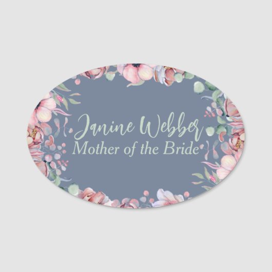 Porte-nom Aquarelle florale Mariage personnalisé (Devant)