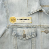 Porte-nom Aquarelle jaune Moderne Restaurant Employé (En situation)