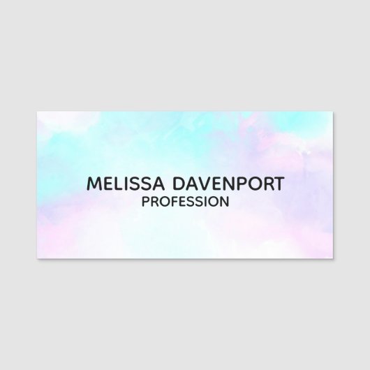 Porte-nom Aquarelle moderne Abstraite Pastel bleu & violet (Devant)