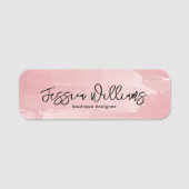 Porte-nom Aquarelle rose Brushstokes Script moderne (Devant)