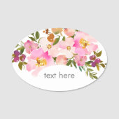 Porte-nom aquarelle rose floral Classic Name Balise (Devant)