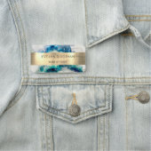 Porte-nom Aquarelle Turquoise bleue et huile d'or (En situation)