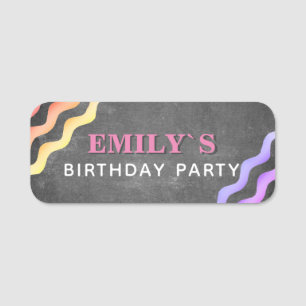 Porte-nom Arc-en-ciel rose Waves Chalkboard fête d'annivers