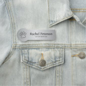 Porte-nom Argent métallique Empreinte de patte moderne Vétér (En situation)