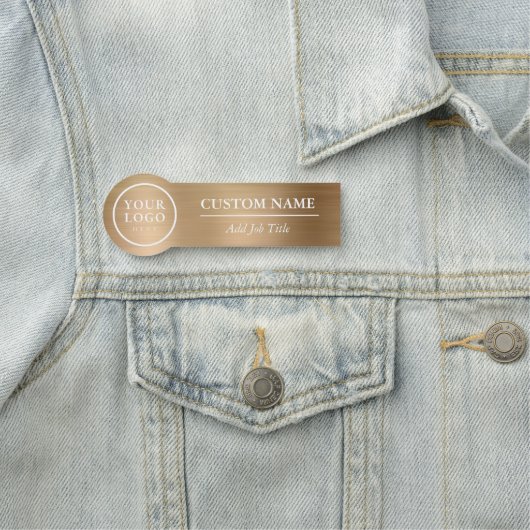 Porte-nom Arrondi Elegant Métallic Or Vêtements Employé (En situation)