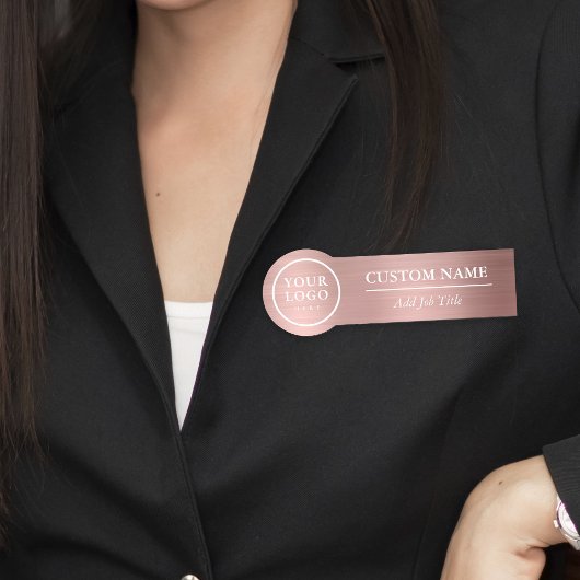 Porte-nom Arrondi Elegant Rose métallique Gold Employé
