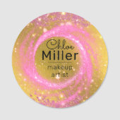Porte-nom Artiste de maquillage rose et or élégant (Devant)