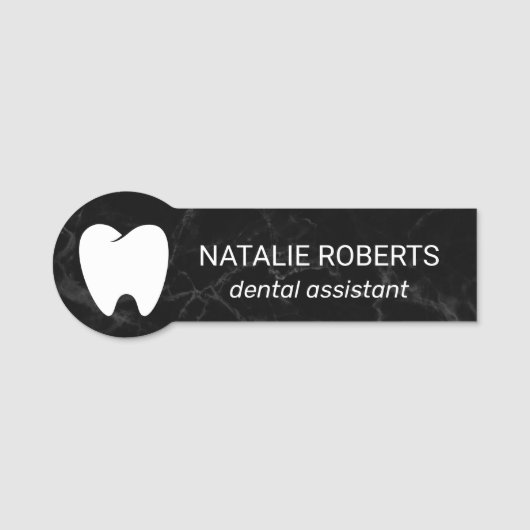 Porte-nom Assistant dentaire Moderne Marbre noir Dentiste (Devant)