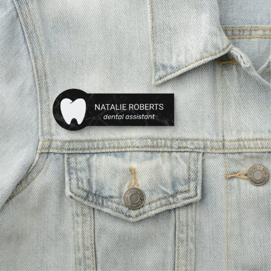 Porte-nom Assistant dentaire Moderne Marbre noir Dentiste (En situation)