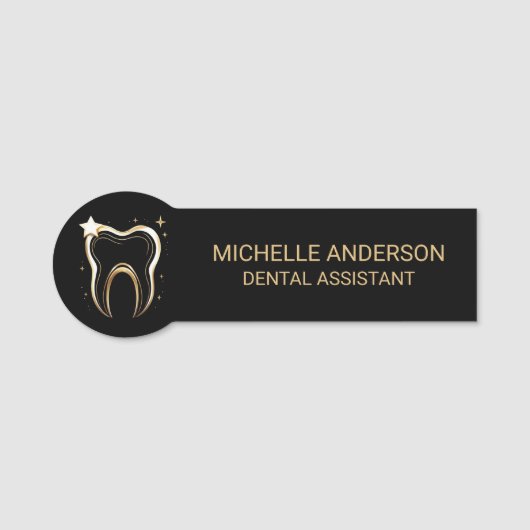 Porte-nom Assistant dentaire professionnel tendance Black Go (Devant)