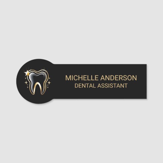 Porte-nom Assistant dentaire professionnel tendance Black Go (Devant)