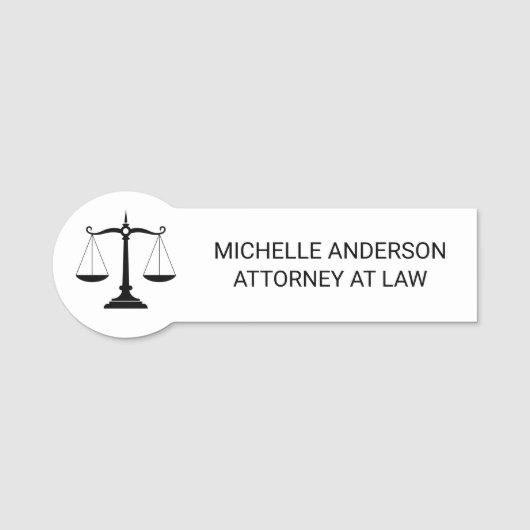 Porte-nom Avocat professionnel branché noir blanc (Devant)