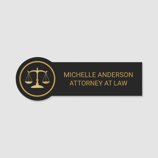 Porte-nom Avocat professionnel tendance Procureur Black Gold (Devant)