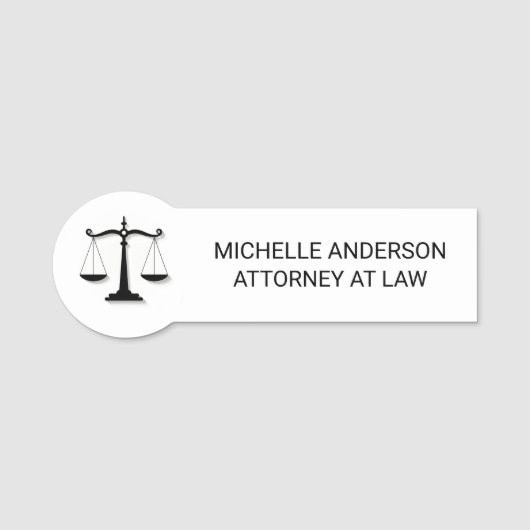 Porte-nom Avocat professionnel tendance Procureur noir blanc (Devant)