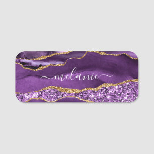 Porte-nom Balise Agate Violet Gold Parties scintillant Nom p