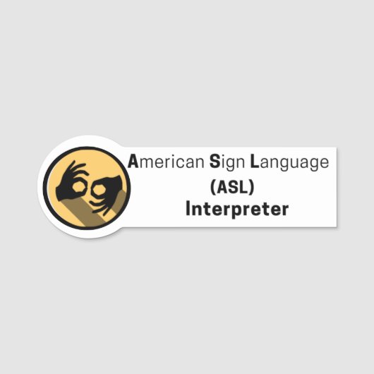 Porte-nom Balise ASL Interpreter Professional (Devant)
