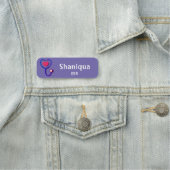 Porte-nom Balise Coeur et stéthoscope Médicale Nom pourpre (En situation)