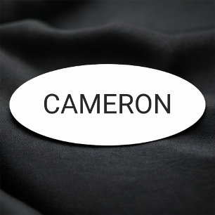 Porte-nom Balise de 3 pouces Oval Name Pin ou Magnetic White
